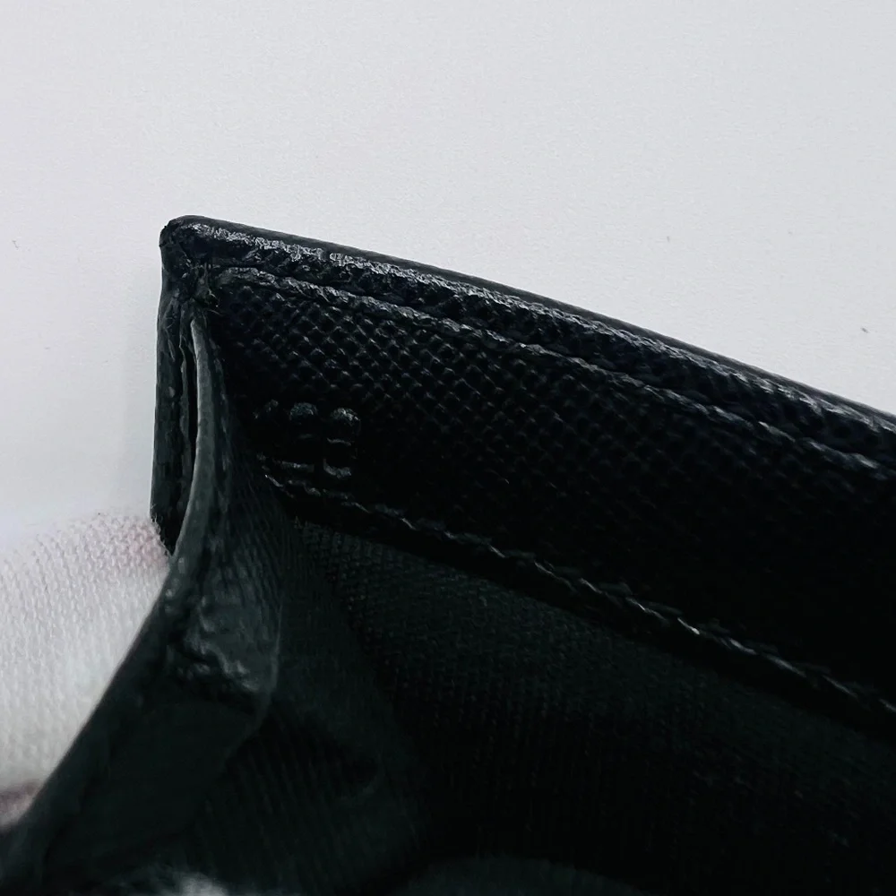Authentic Prada Black Saffiano Square Wallet with Triangle Logo_10